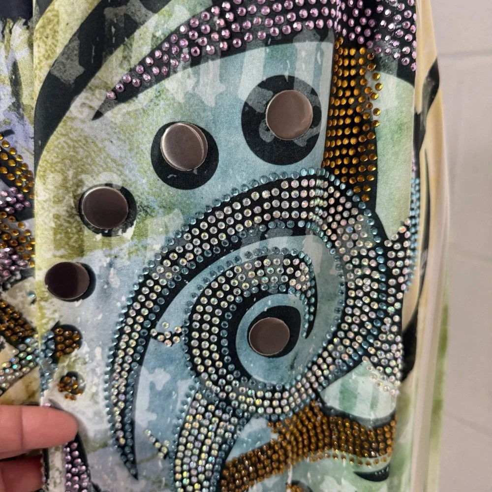 S-Twelve Babydoll Dress Y2K 90s Rhinestone Tattoo Fairy Grunge Whimsigoth Edgy L - Picture 5 of 14